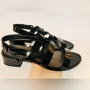 Stuart Weitzman Black Patent Leather Sandals Sz 8